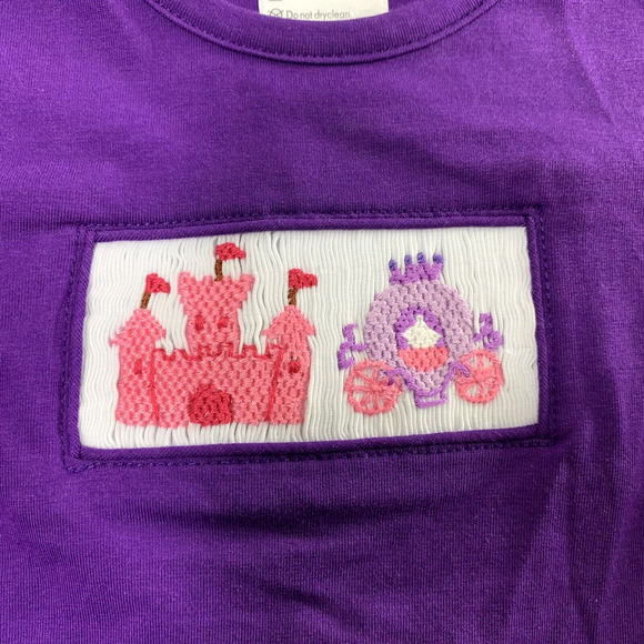 Smocked PolkaDot Top Girls 6 Months Embroidered Smock Purple‎ Ruffle Blouse - Picture 2 of 8